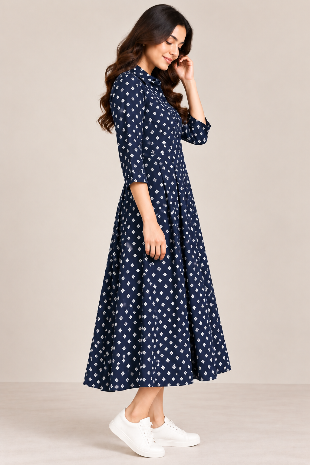 Women’s Navy Blue Printed  Dress