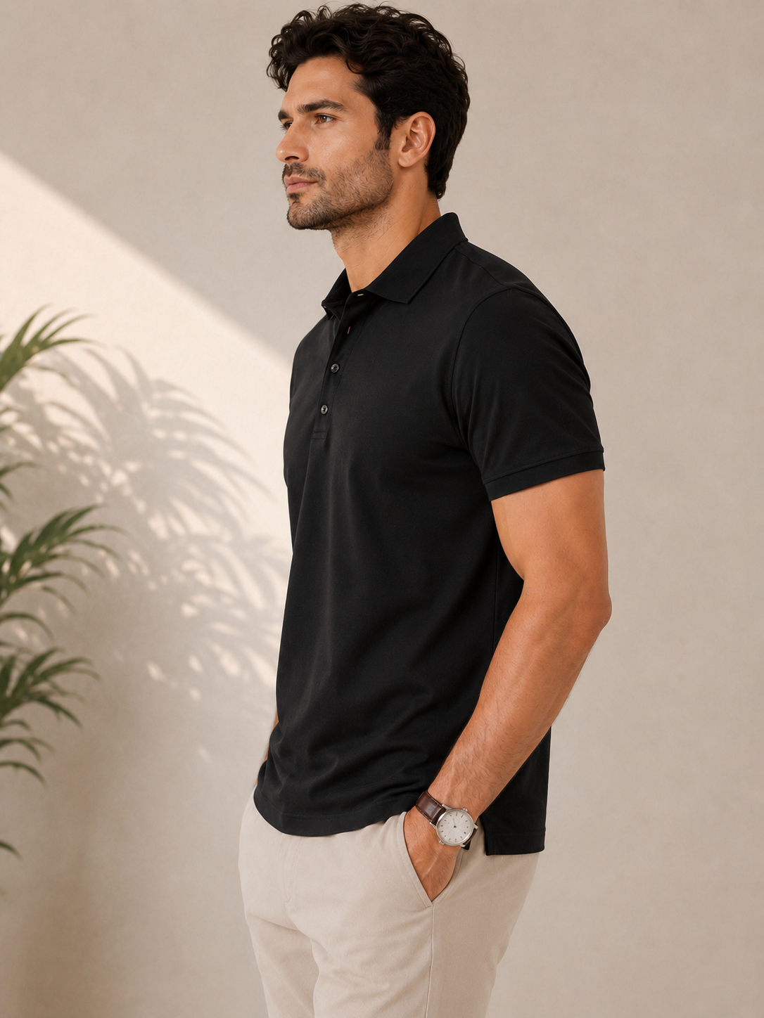 Men’s Solid Polo T-Shirt –