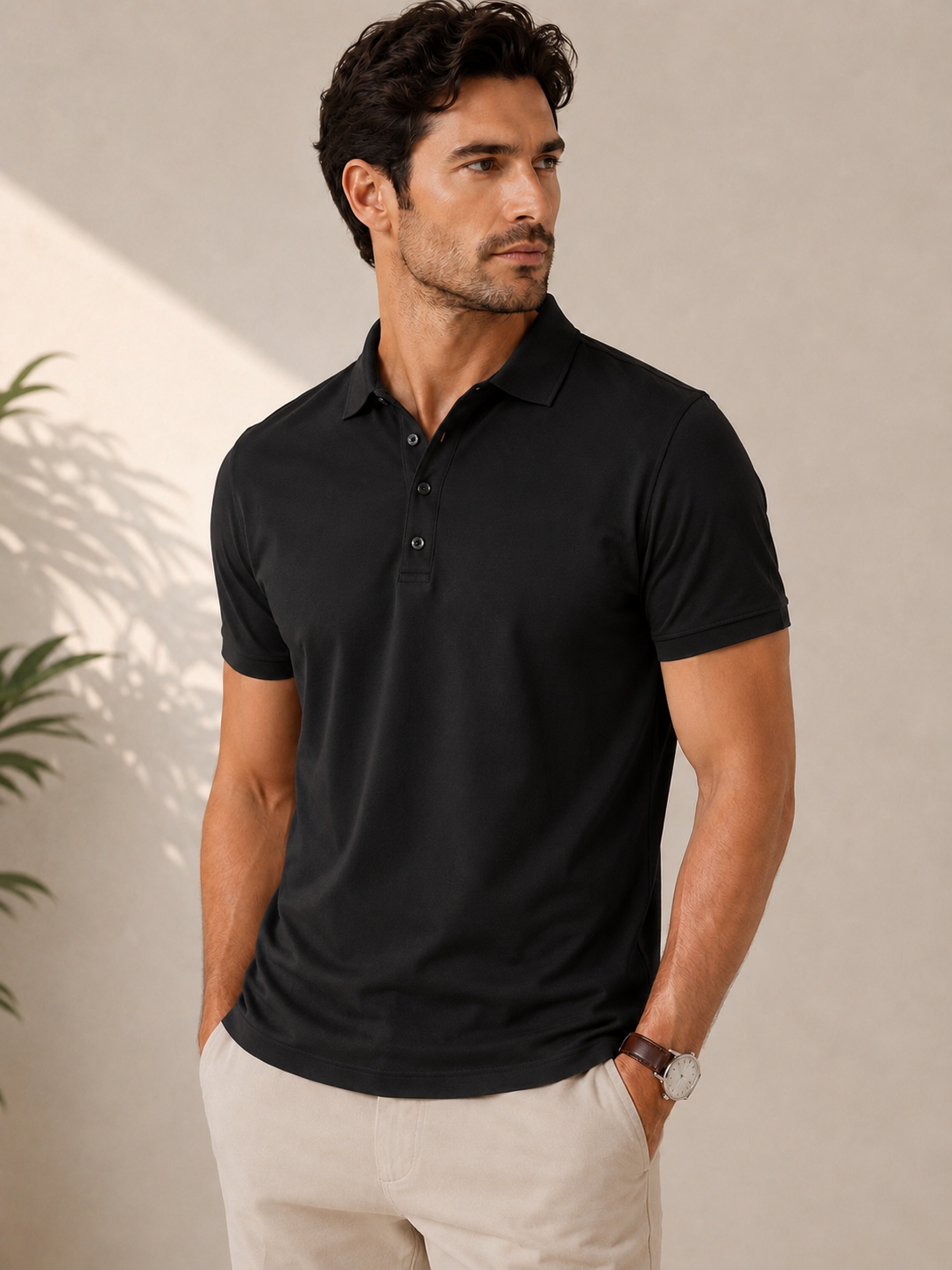 Men’s Solid Polo T-Shirt –
