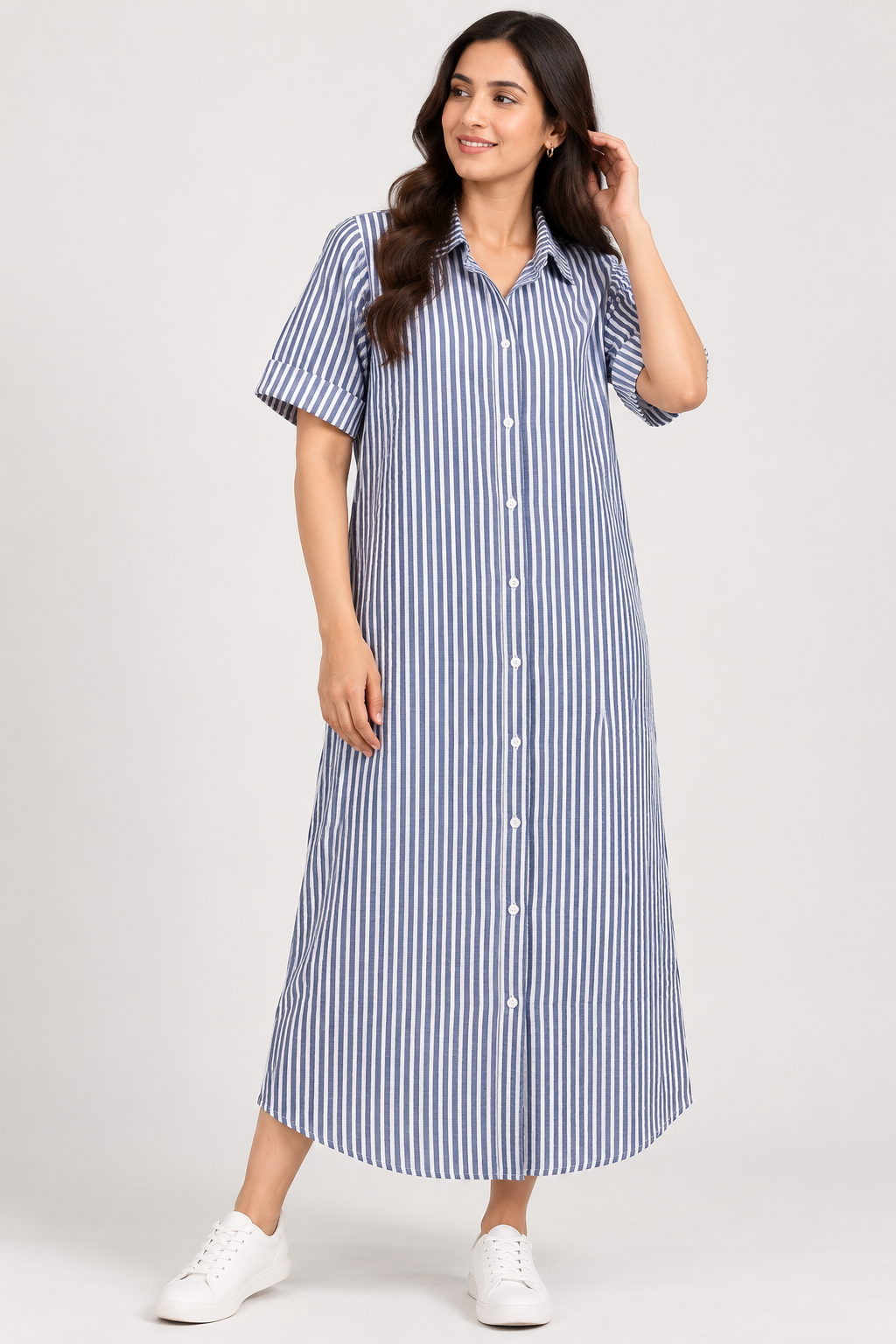 Women’s Blue & White Striped kurti