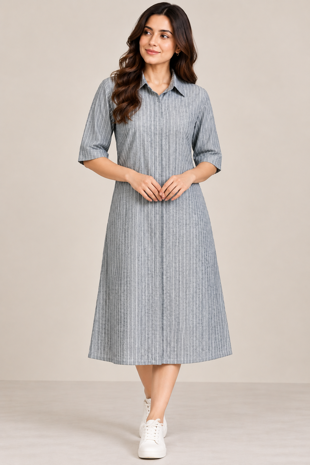 Women’s Grey Pinstriped kurti