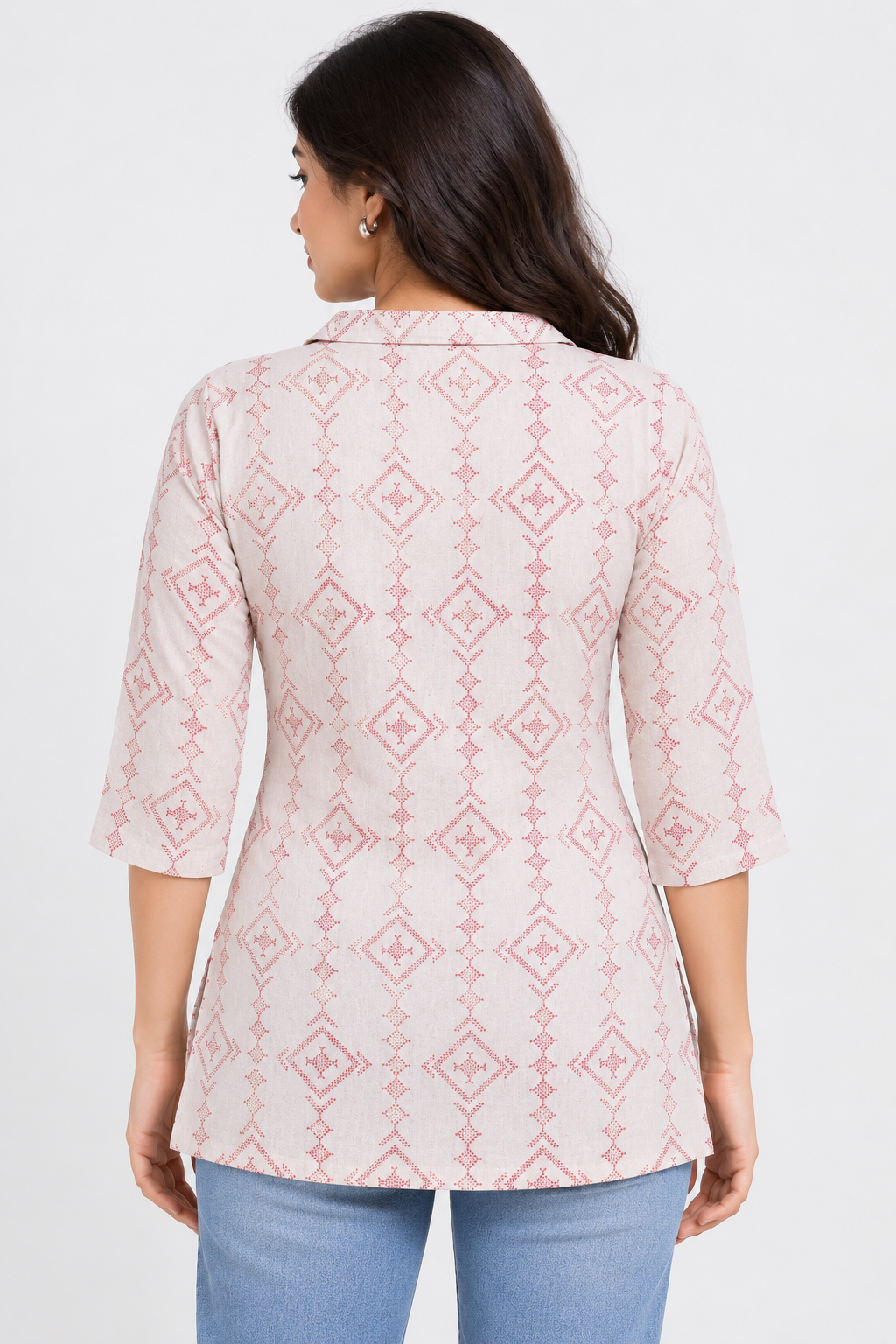 Women’s Printed Collar Neck Straight Kurti