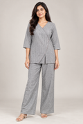 Women’s Grey Pinstripe Wrap-Style Cord Set