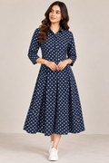 Women’s Navy Blue Printed  Dress