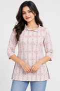 Women’s Printed Collar Neck Straight Kurti