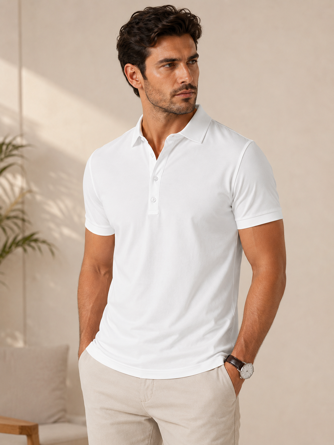 Men’s Solid Polo T-Shirt –
